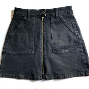Madewell Denim Utility Zip A Line Skirt in Black Frost Size 24